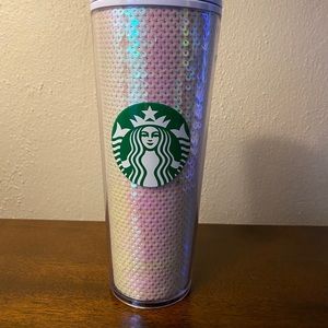 New! Starbucks White Iridescent Sequin